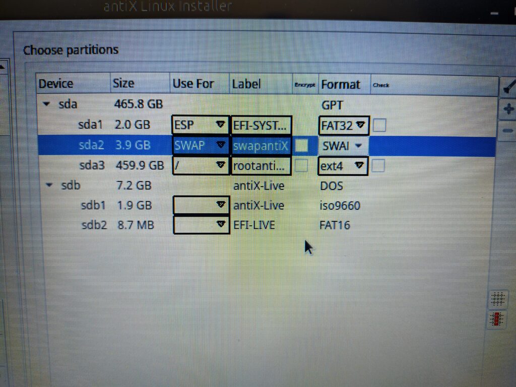 AntiX-Choose Partitions